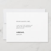 Carte de proposition de la femme de chambre de la  (Dos)