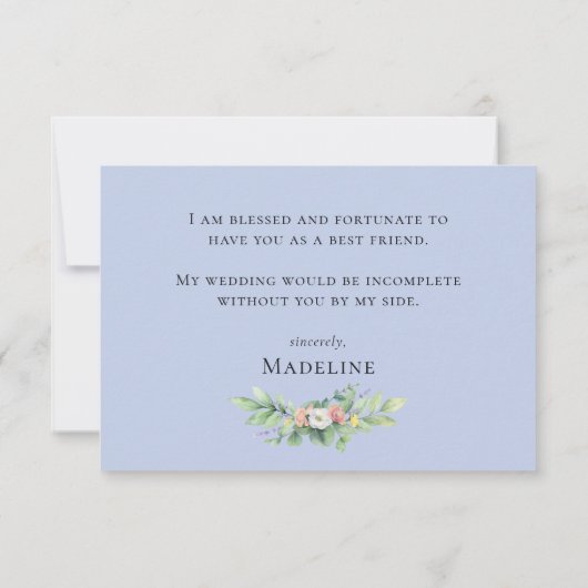 Carte de proposition de la fête de naissance Fleur (Dos)