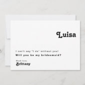 Carte de proposition de la servante d'accueil mode (Dos)