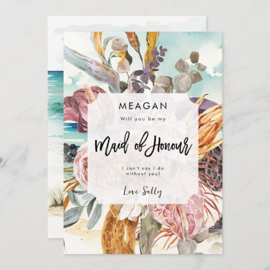 carte de proposition de la servante d'honneur de p (Devant / Derrière)