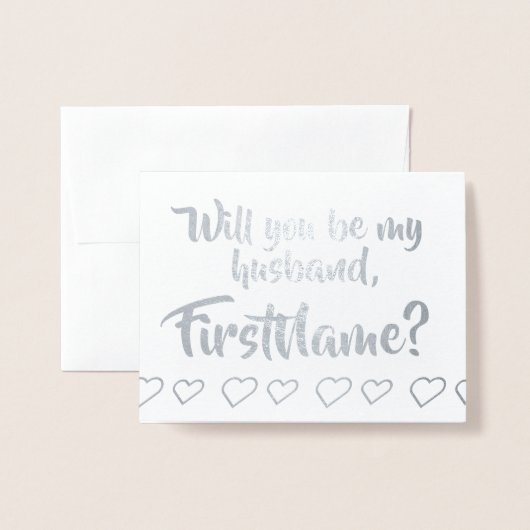 Carte de proposition de mariage pour fioul argenté (Devant avec enveloppe)