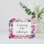 Carte de proposition de Mariage rose Floral (Debout devant)