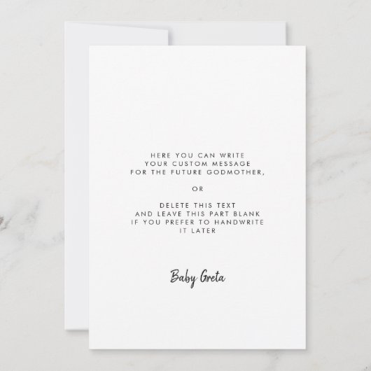 Carte de proposition de marraine élégante Quieres (Dos)