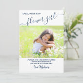 Carte de Proposition de Photo Bleu et Blanc Fleuri (Debout devant)