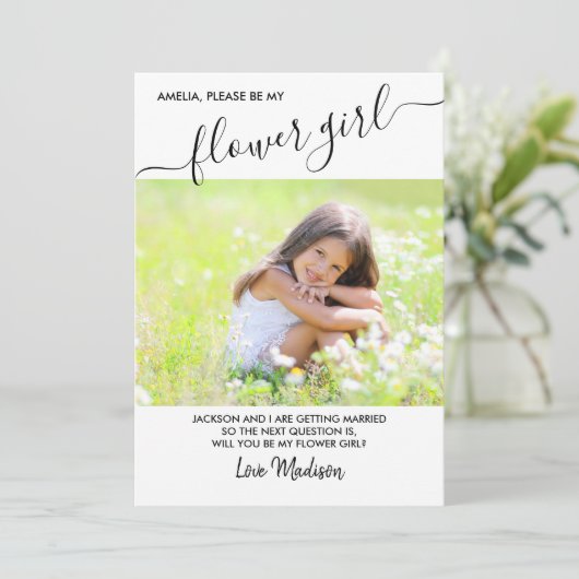 Carte de Proposition de Photo de Fille de Fleurs a (Debout devant)