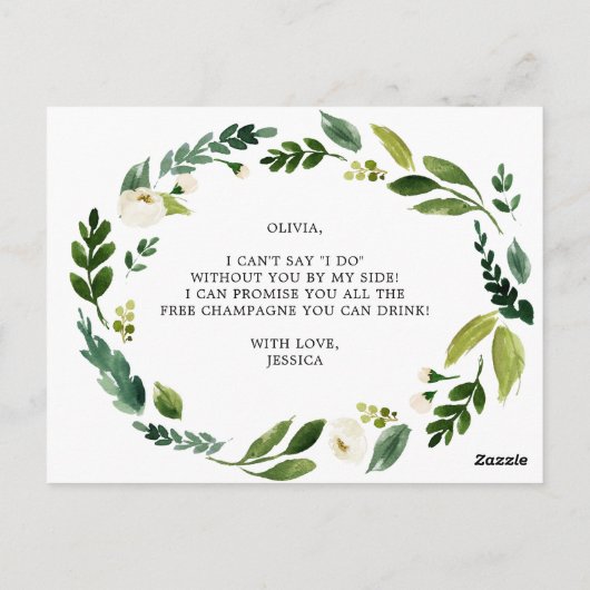 Carte de proposition de Roses blanches Maid of Hon (Dos)