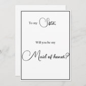 Carte de proposition de soeur Maid of Honor (Devant / Derrière)