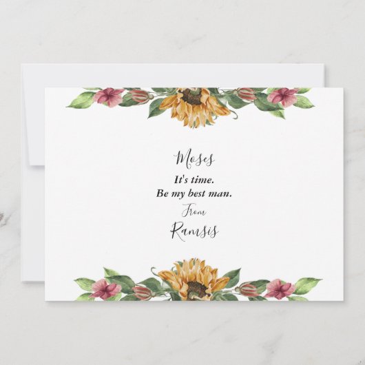 Carte de proposition de témoin de mariage Boho Sun (Dos)