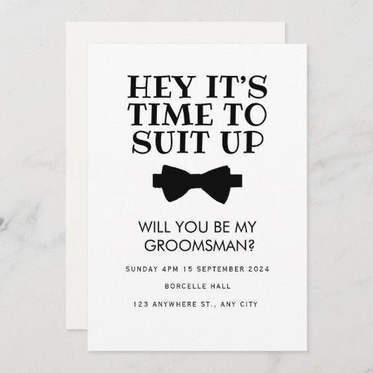 Carte de proposition de témoin drôle, Demande de g (Devant / Derrière)