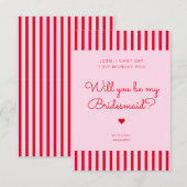 Carte de proposition demoiselle d'honneur rayures  (Devant / Derrière)