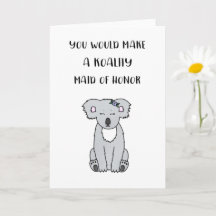 Carte de proposition d'honneur Koala Maid