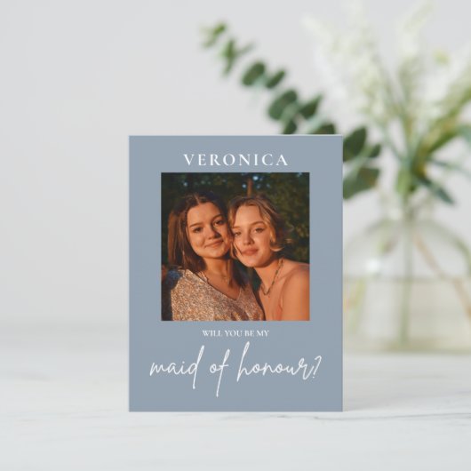 Carte de proposition d'Honor Boho de la photo bleu (Debout devant)