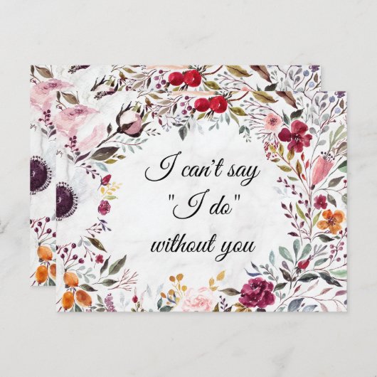 Carte de proposition du Mariage de fleurs de marbr (Devant / Derrière)