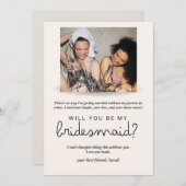 Carte de proposition Elegant Bridesmaid avec photo (Devant / Derrière)