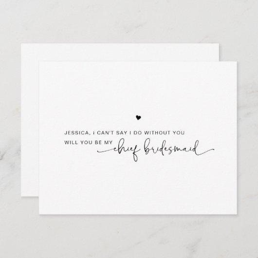 Carte de proposition en chef moderne Black White (Devant / Derrière)