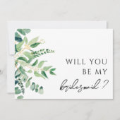 Carte de proposition Eucalyptus Green Bridesmaid (Devant)