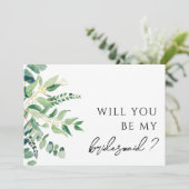 Carte de proposition Eucalyptus Green Bridesmaid (Debout devant)