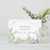 Carte de Proposition Fleur Geo Fille Cactus & Succ (Debout devant)