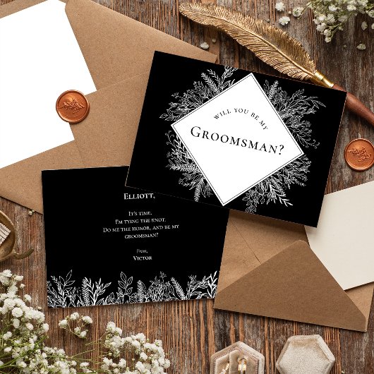 Carte de proposition Groomsman Black and White Gre