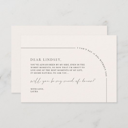 Carte de proposition minimaliste élégante de serva (Devant / Derrière)