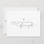 Carte de proposition moderne Flower Girl noir blan (Devant)