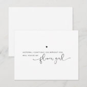 Carte de proposition moderne Flower Girl noir blan (Devant / Derrière)