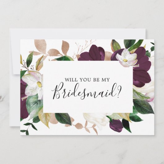 Carte de proposition Moody Purple Blooms Bridesmai (Devant)