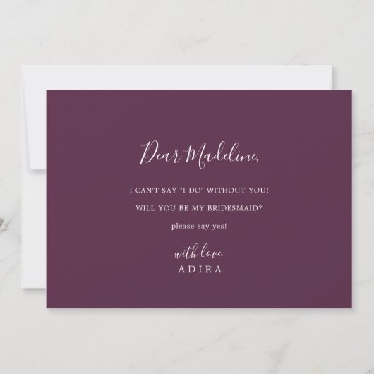 Carte de proposition Moody Purple Blooms Bridesmai (Dos)