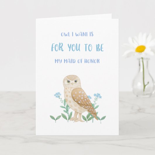 Carte de proposition Owl Maid Of Honor (Petite plante)