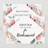 Carte de proposition Peach Watercolor Jr Bridesmai (Devant / Derrière)