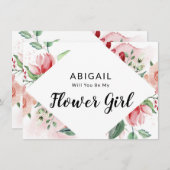 Carte de proposition pour fille à fleurs de couleu (Devant / Derrière)