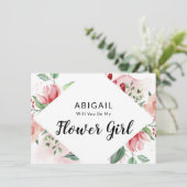 Carte de proposition pour fille à fleurs de couleu (Debout devant)