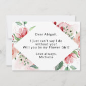 Carte de proposition pour fille à fleurs de couleu (Dos)