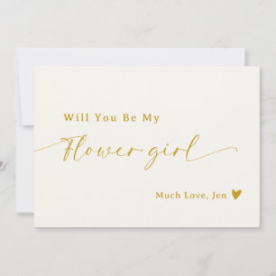 Carte de proposition pour fille de script en or bl