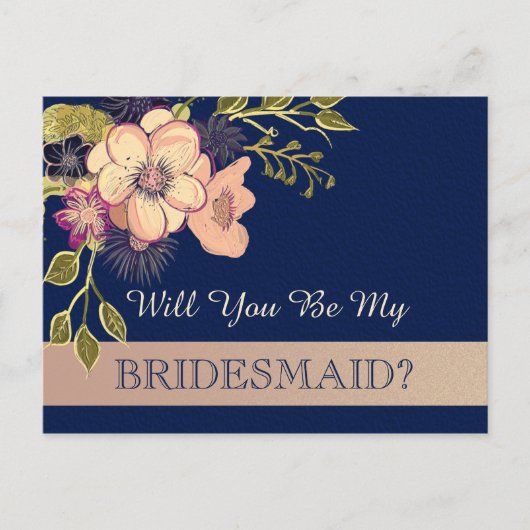 Carte de proposition rose Gold et Navy Blue Brides (Devant)