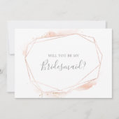 Carte de proposition rose Gold Watercolor Bridesma (Devant)