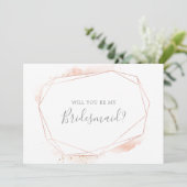 Carte de proposition rose Gold Watercolor Bridesma (Debout devant)