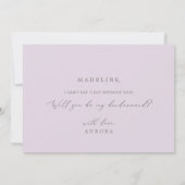 Carte de proposition Rustique Lilac Bridesmaid (Dos)