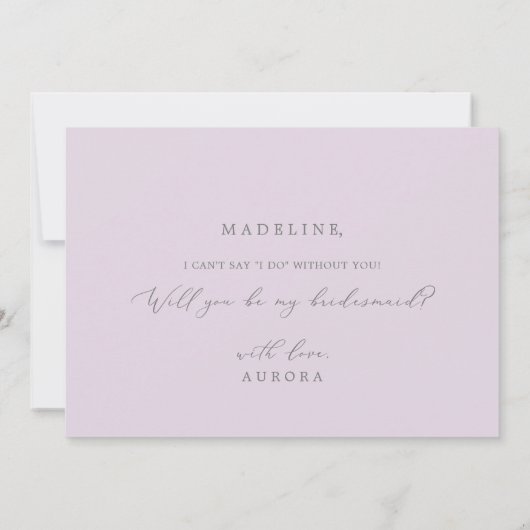 Carte de proposition Rustique Lilac Bridesmaid (Dos)