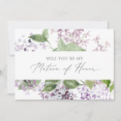 Carte de proposition Rustique Lilac Matron d'honne (Devant)