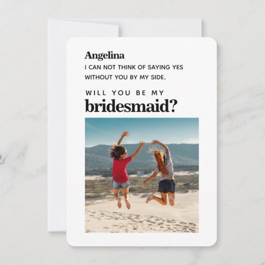 Carte de proposition simple Elegant Bridesmaid (Devant)