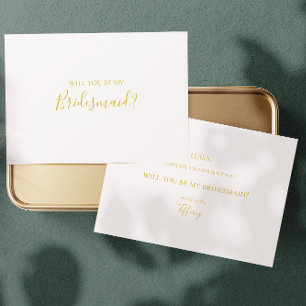 Carte de proposition simple Elegant Gold Bridesmai