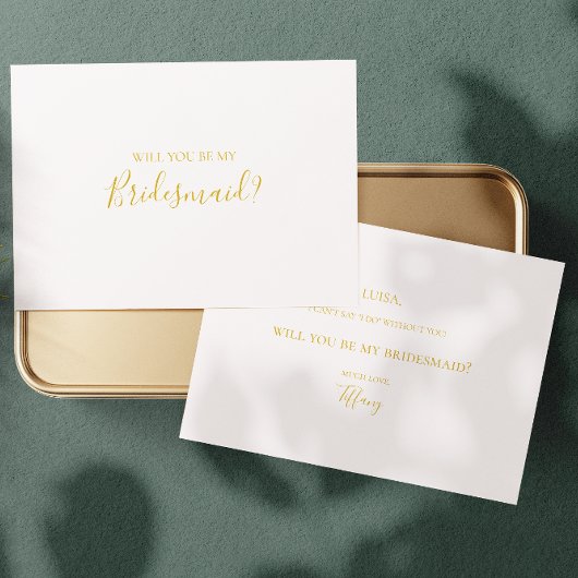 Carte de proposition simple Elegant Gold Bridesmai