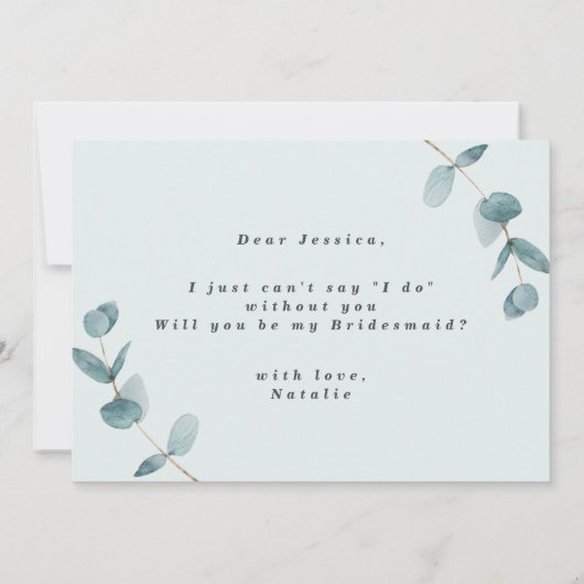 Carte de proposition simple Eucalyptus (Dos)