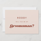 Carte de proposition stylée retro pêche rose groom (Devant)