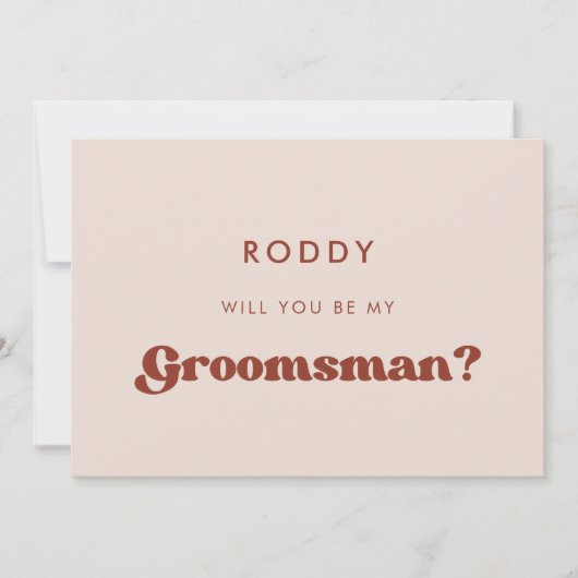 Carte de proposition stylée retro pêche rose groom (Devant)