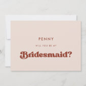 Carte de proposition Stylo retro pêche rose Brides (Devant)