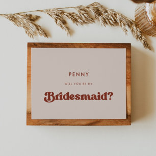 Carte de proposition Stylo retro pêche rose Brides