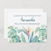 Carte de PROPOSITION Watercolor Tropical BRIDESMAI (Devant / Derrière)