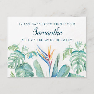 Carte de PROPOSITION Watercolor Tropical BRIDESMAI